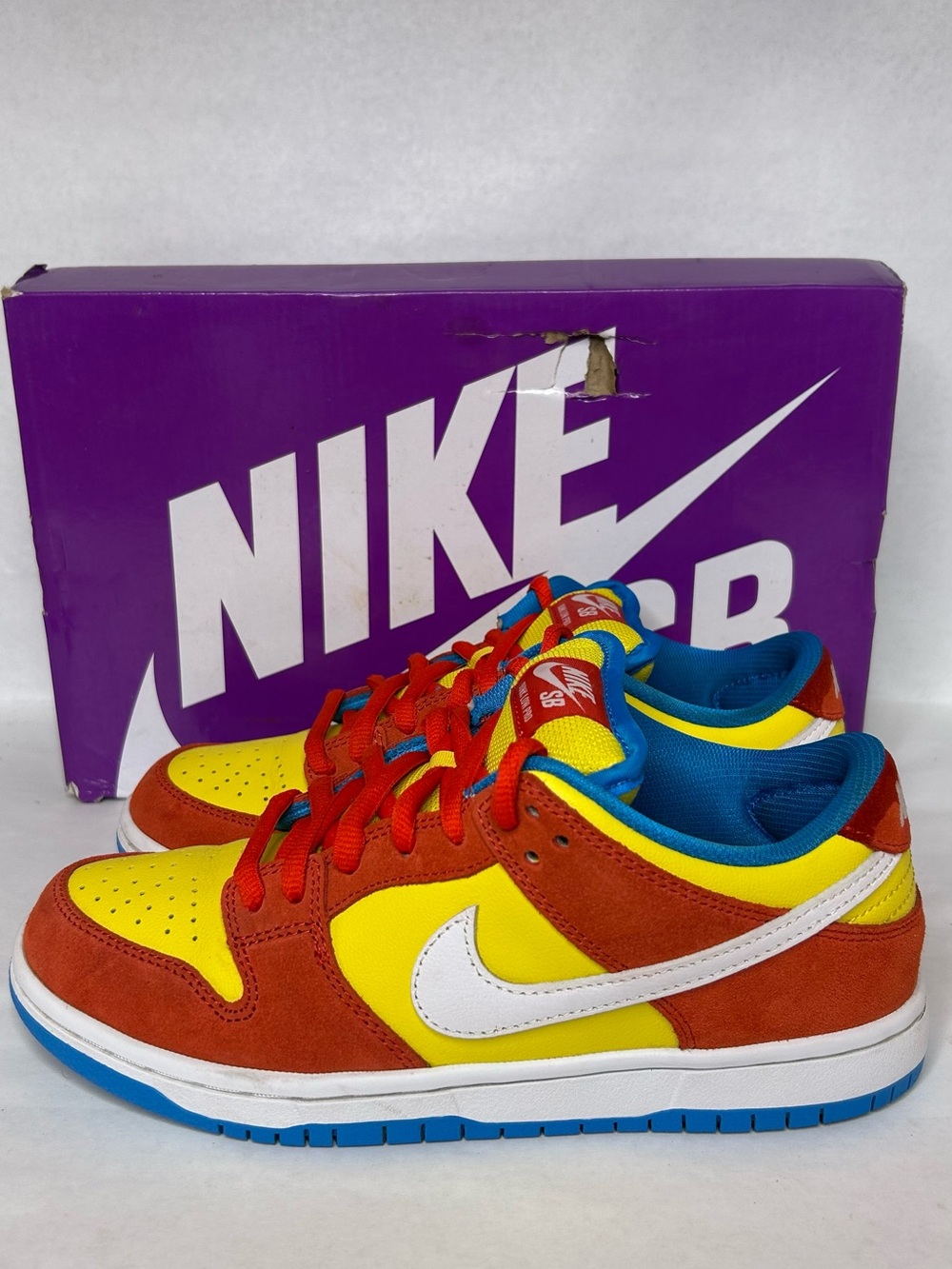 Nike SB Dunk Low Bart Simpson Habanero Red/White-Blue Hero BQ6817-602 Sz 6.5